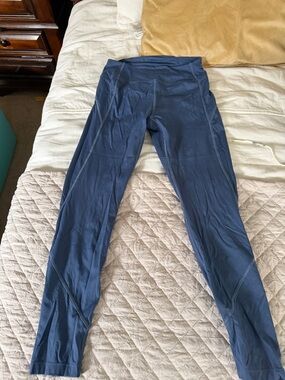 Pink High-Waist Blue Active Leggings